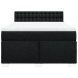 Box Spring Bed with Mattress Black Queen Fabric - Rear View