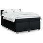 Box Spring Bed with Mattress Black Queen Fabric