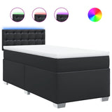Box Spring Bed with Mattress Black King Single Faux Leather - Front View