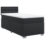 Box Spring Bed with Mattress Black King Single Faux Leather - Side View