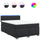 Box Spring Bed with Mattress Black Queen Faux Leather - Front View