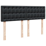 Box Spring Bed with Mattress Black Queen Faux Leather - Close-Up Angle