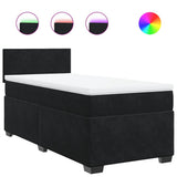 Box Spring Bed with Mattress Black King Single Velvet - Front View