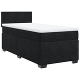 Box Spring Bed with Mattress Black King Single Velvet - Side View