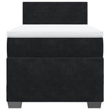Box Spring Bed with Mattress Black King Single Velvet