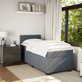 Box Spring Bed with Mattress Dark Grey King Single Velvet - 45-Degree Angle