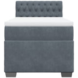 Box Spring Bed with Mattress Dark Grey King Single Velvet - Rear View