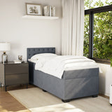 Box Spring Bed with Mattress Dark Grey King Single Velvet - 45-Degree Angle