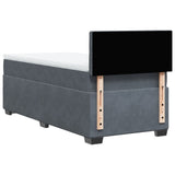 Box Spring Bed with Mattress Dark Grey King Single Velvet - Low Angle