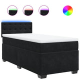 Box Spring Bed with Mattress Black King Single Velvet - Front View