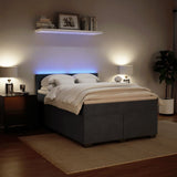 Box Spring Bed with Mattress Dark Grey Double Velvet - Top-Down View