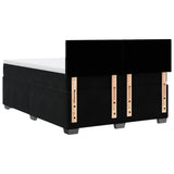 Box Spring Bed with Mattress Black Double Velvet - Low Angle