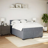 Box Spring Bed with Mattress Dark Grey Double Velvet - 45-Degree Angle