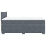 Box Spring Bed with Mattress Dark Grey Double Velvet - Close-Up Angle
