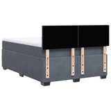 Box Spring Bed with Mattress Dark Grey Double Velvet - Low Angle
