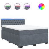 Box Spring Bed with Mattress Dark Grey Double Velvet - Front View
