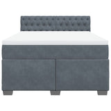 Box Spring Bed with Mattress Dark Grey Double Velvet