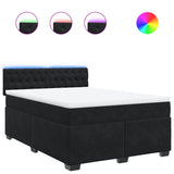 Box Spring Bed with Mattress Black Double Velvet - Front View
