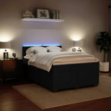 Box Spring Bed with Mattress Black Double Velvet - Top-Down View