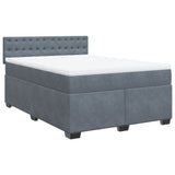 Box Spring Bed with Mattress Dark Grey Double Velvet - Side View