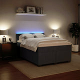 Box Spring Bed with Mattress Dark Grey Double Velvet - Top-Down View