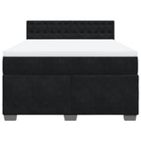 Box Spring Bed with Mattress Black Double Velvet