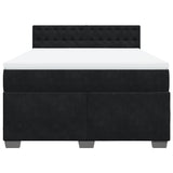Box Spring Bed with Mattress Black Double Velvet - Rear View