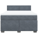 Box Spring Bed with Mattress Dark Grey Queen Velvet - Rear View
