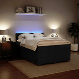 Box Spring Bed with Mattress Black Queen Velvet - Top-Down View