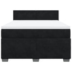 Box Spring Bed with Mattress Black Queen Velvet