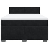 Box Spring Bed with Mattress Black Queen Velvet - Rear View