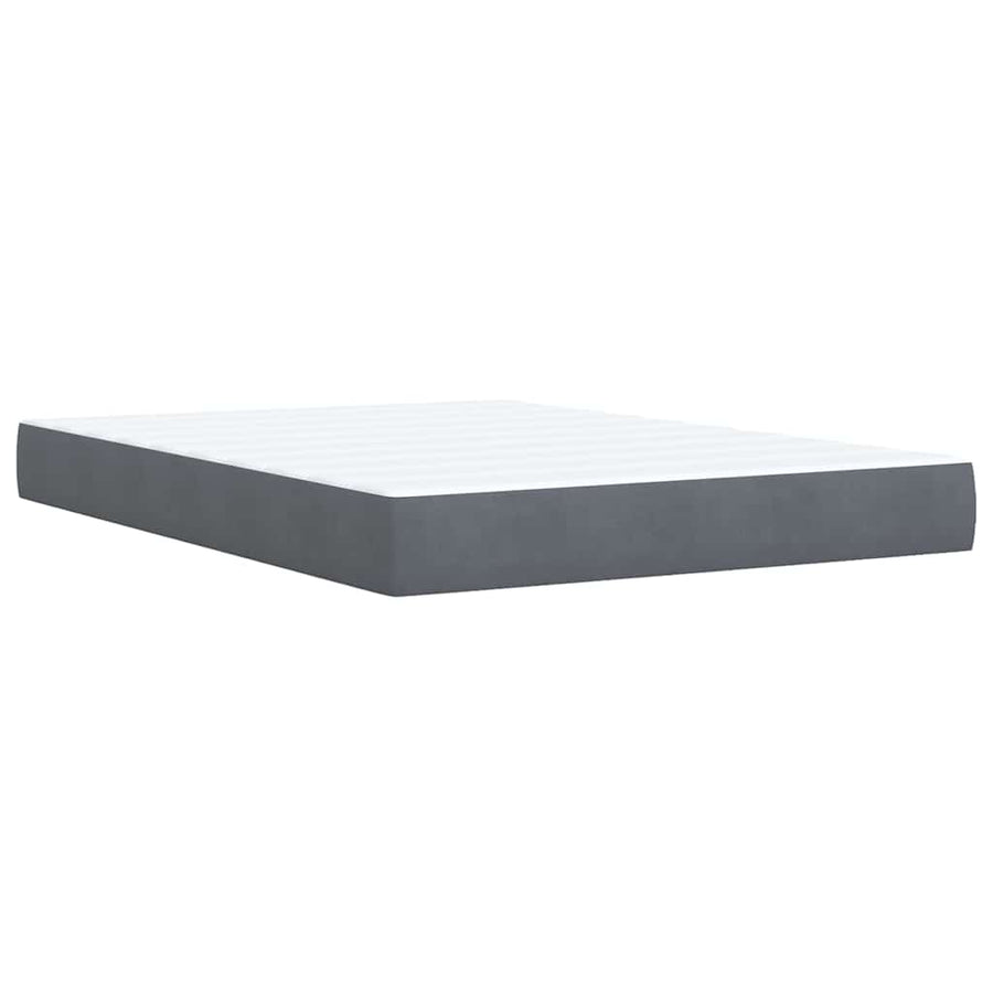 Box Spring Bed with Mattress Dark Grey Queen Velvet