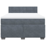 Box Spring Bed with Mattress Dark Grey Queen Velvet - Rear View