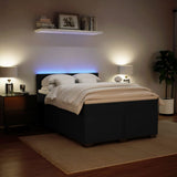 Box Spring Bed with Mattress Black Queen Velvet - Top-Down View