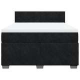 Box Spring Bed with Mattress Black Queen Velvet
