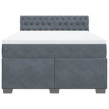 Box Spring Bed with Mattress Dark Grey Queen Velvet - Rear View