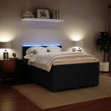 Box Spring Bed with Mattress Black Queen Velvet - Top-Down View