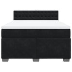 Box Spring Bed with Mattress Black Queen Velvet