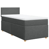 Box Spring Bed with Mattress Dark Grey King Single Fabric - Side View