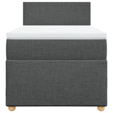 Box Spring Bed with Mattress Dark Grey King Single Fabric