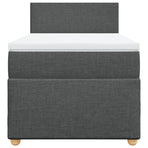 Box Spring Bed with Mattress Dark Grey King Single Fabric