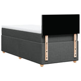 Box Spring Bed with Mattress Dark Grey King Single Fabric - Low Angle