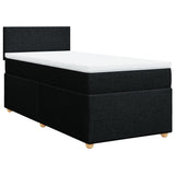 Box Spring Bed with Mattress Black King Single Fabric - Side View
