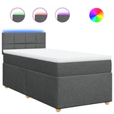 Box Spring Bed with Mattress Dark Grey King Single Fabric - Front View