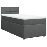 Box Spring Bed with Mattress Dark Grey King Single Fabric - Side View