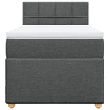 Box Spring Bed with Mattress Dark Grey King Single Fabric - Rear View