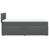 Box Spring Bed with Mattress Dark Grey King Single Fabric