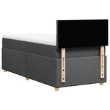 Box Spring Bed with Mattress Dark Grey King Single Fabric - Low Angle