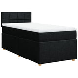 Box Spring Bed with Mattress Black King Single Fabric - Side View