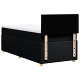 Box Spring Bed with Mattress Black King Single Fabric - Low Angle